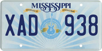 MS license plate XAD938