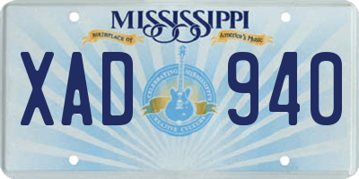 MS license plate XAD940