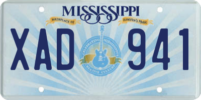 MS license plate XAD941