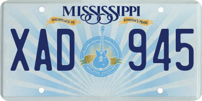 MS license plate XAD945