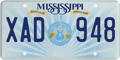 MS license plate XAD948