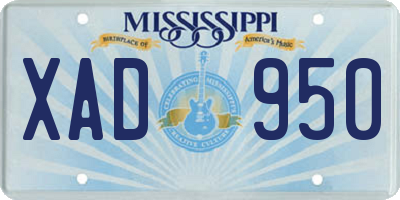 MS license plate XAD950