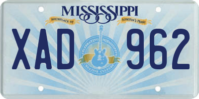 MS license plate XAD962