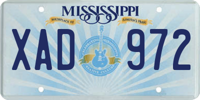 MS license plate XAD972