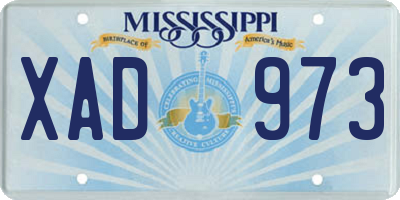 MS license plate XAD973