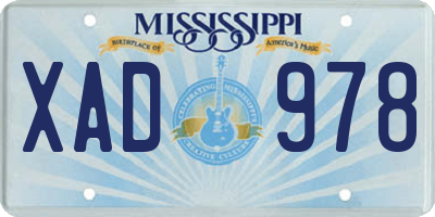 MS license plate XAD978