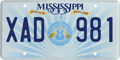 MS license plate XAD981