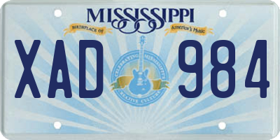 MS license plate XAD984