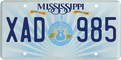 MS license plate XAD985