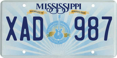 MS license plate XAD987