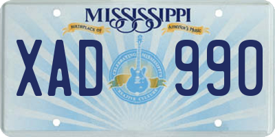 MS license plate XAD990