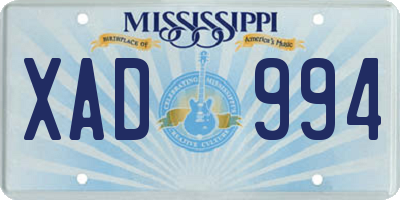 MS license plate XAD994