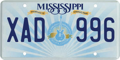 MS license plate XAD996