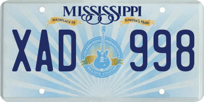 MS license plate XAD998