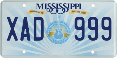MS license plate XAD999