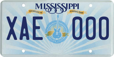 MS license plate XAE000