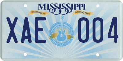 MS license plate XAE004