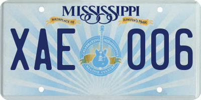 MS license plate XAE006