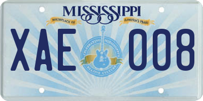 MS license plate XAE008