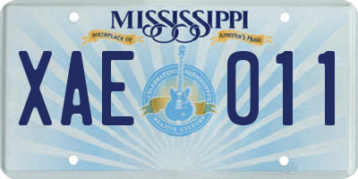 MS license plate XAE011