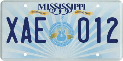 MS license plate XAE012