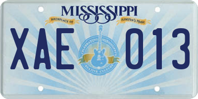 MS license plate XAE013