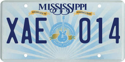 MS license plate XAE014