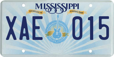 MS license plate XAE015