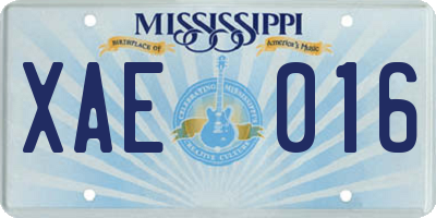 MS license plate XAE016