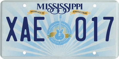 MS license plate XAE017