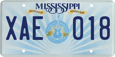 MS license plate XAE018