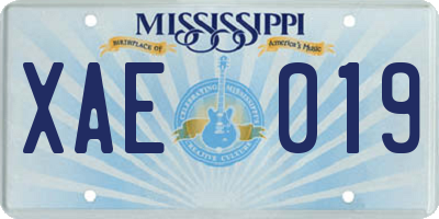 MS license plate XAE019