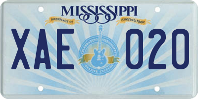 MS license plate XAE020