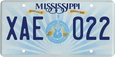 MS license plate XAE022