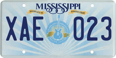 MS license plate XAE023