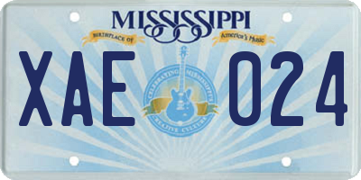 MS license plate XAE024
