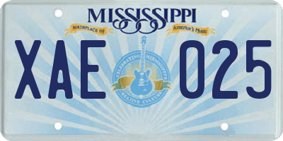 MS license plate XAE025