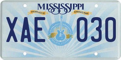 MS license plate XAE030