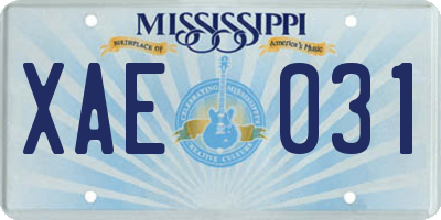MS license plate XAE031