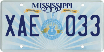MS license plate XAE033