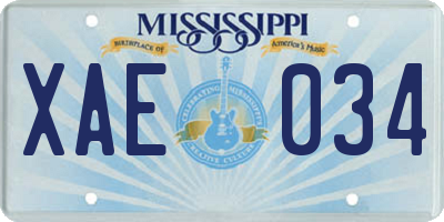 MS license plate XAE034
