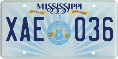 MS license plate XAE036