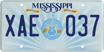 MS license plate XAE037