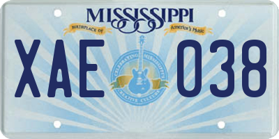 MS license plate XAE038