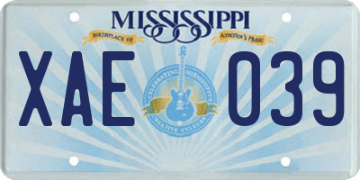 MS license plate XAE039