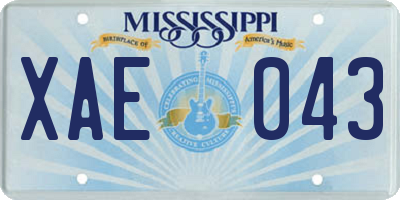MS license plate XAE043