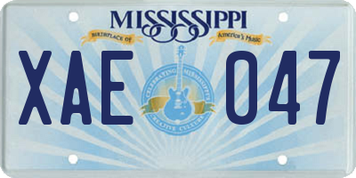MS license plate XAE047