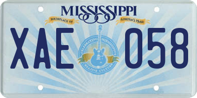 MS license plate XAE058