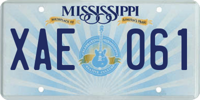 MS license plate XAE061