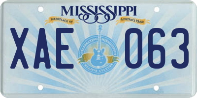 MS license plate XAE063